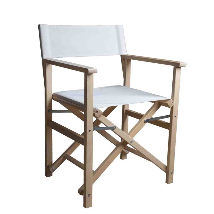 Sedia regista richiudibile naturale stoffa bianca 50 x 56 h86 cm