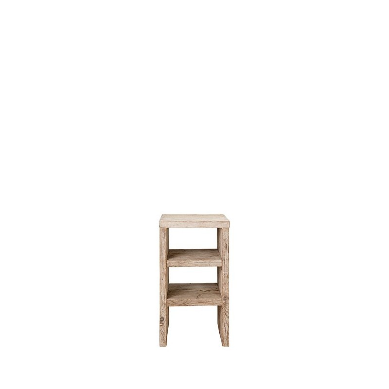 Tabouret en bois brut avec 3 etageres 43 x 43 h80 cm
