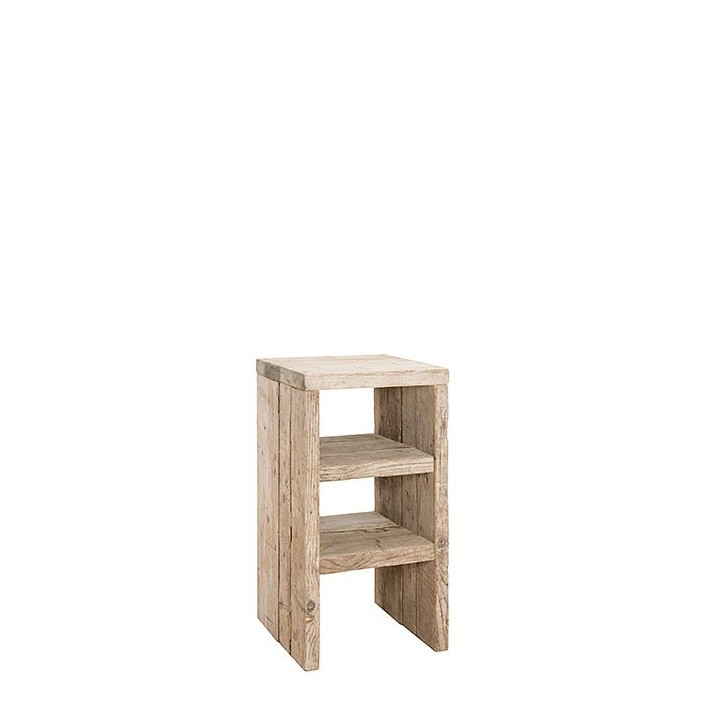 Raw plank stool with 3 shelves 43 x 43 h80 cm