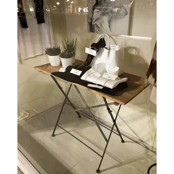 Tavolo bistrot rettangolare in legno e ferro 99 x 45 h78 cm