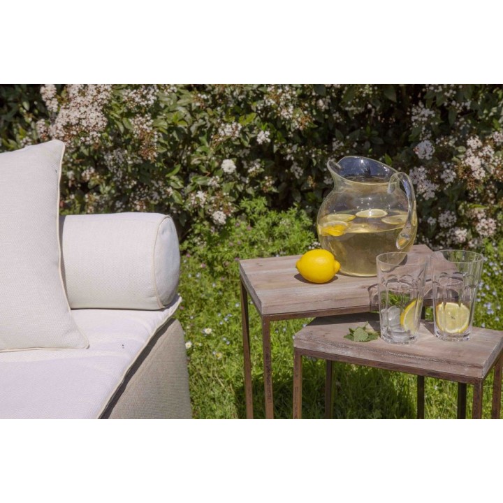 Set of 3 bistrot wooden tables with iron base h46