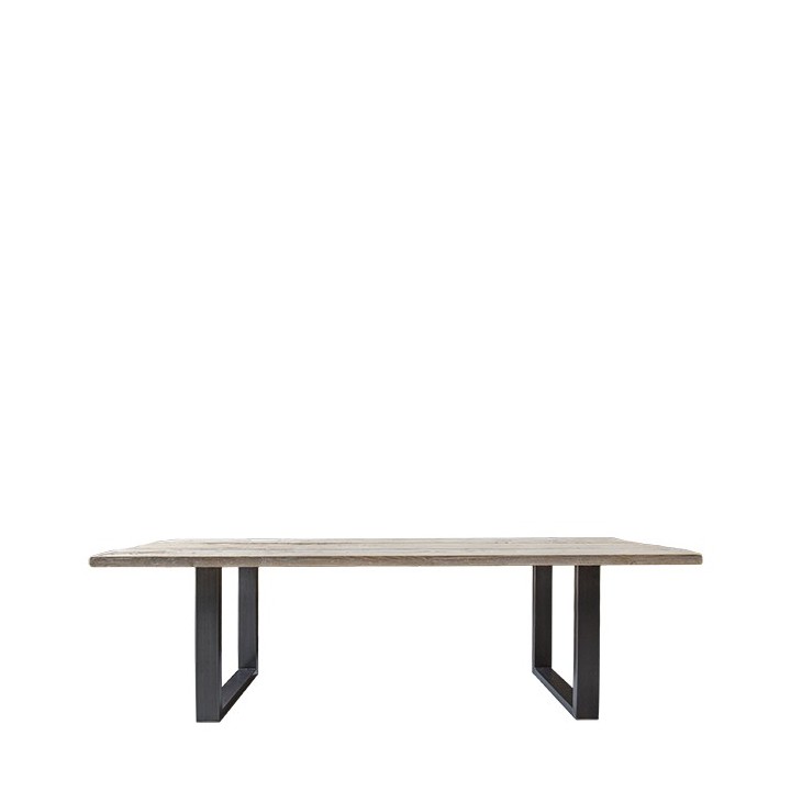 Table en bois brut avec pieds en fer fonce 200 x 80 h74 cm