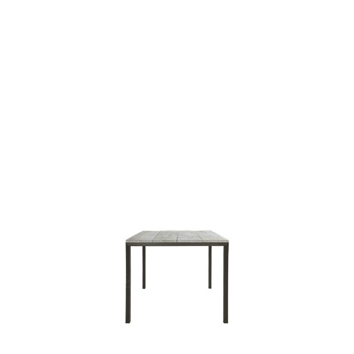 Table avec structure en fer et plateau en bois brut 85 x 85 h74 cm