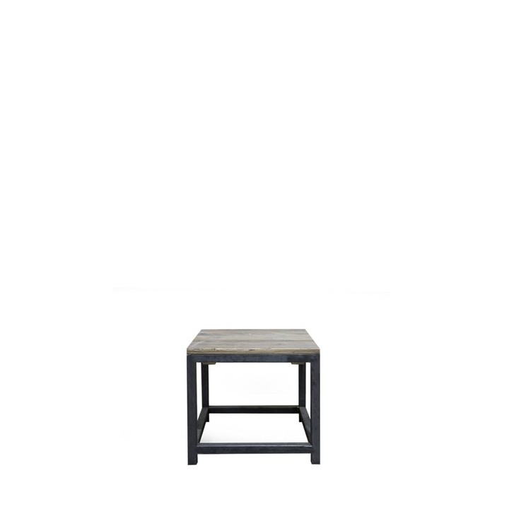 Tabouret en bois brut et structure en fer 45 x 45 h42 cm