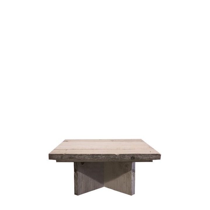 Small raw plank table 85 x 85 h40 cm