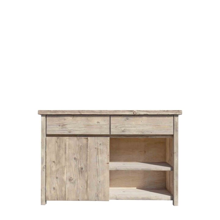 Raw plank buffet 2 drawers + 1 door + shelves 100 x 150 h62 cm