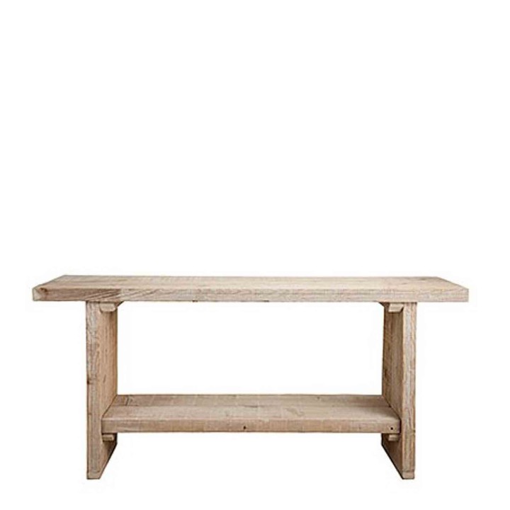 Raw plank table with one shelf 50 x 150 h70 cm