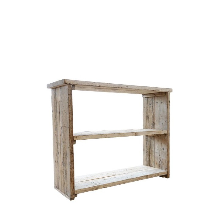 Consolle en bois brut avec 3 etageres 40 x 116 h96 cm