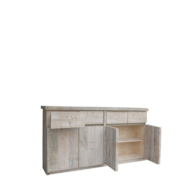 Mobile assi grezze 4 cassetti 4 ante 200 x 50 h100 cm