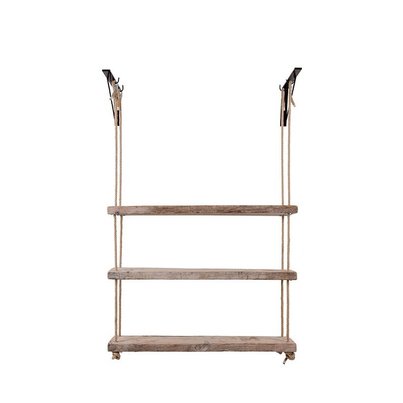 Raw plank rocking with 3 shelves 110 x 24 h180