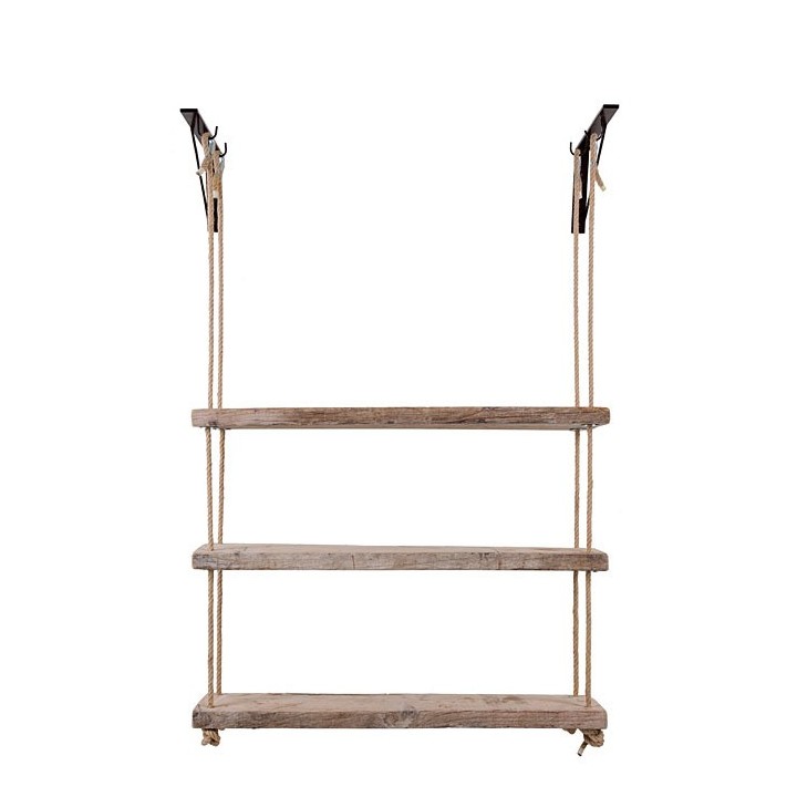 Raw plank rocking with 3 shelves 110 x 24 h180