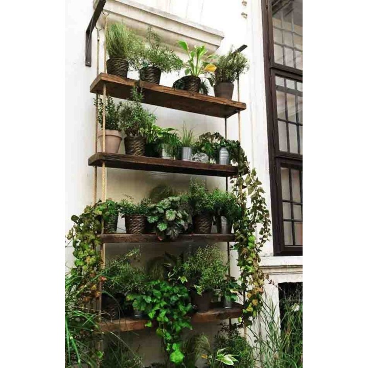 Dondolo assi grezze 3 ripiani 110 x 23 h180 cm