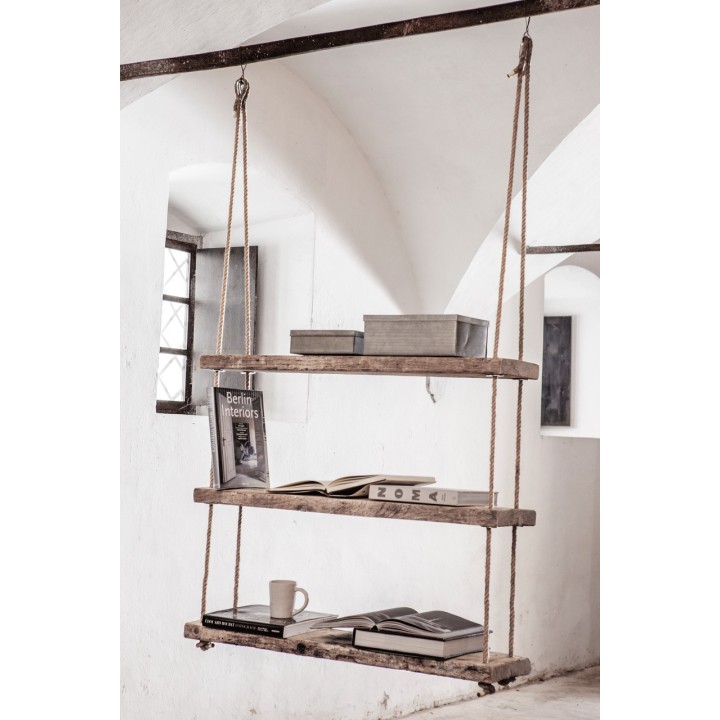 Raw plank rocking with 3 shelves 110 x 24 h180