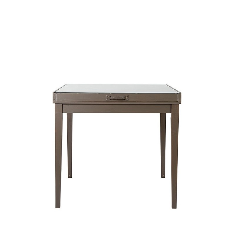 Tavolo espositivo in legno naturale e vetro 90.5 x 84.5 h78.5 cm