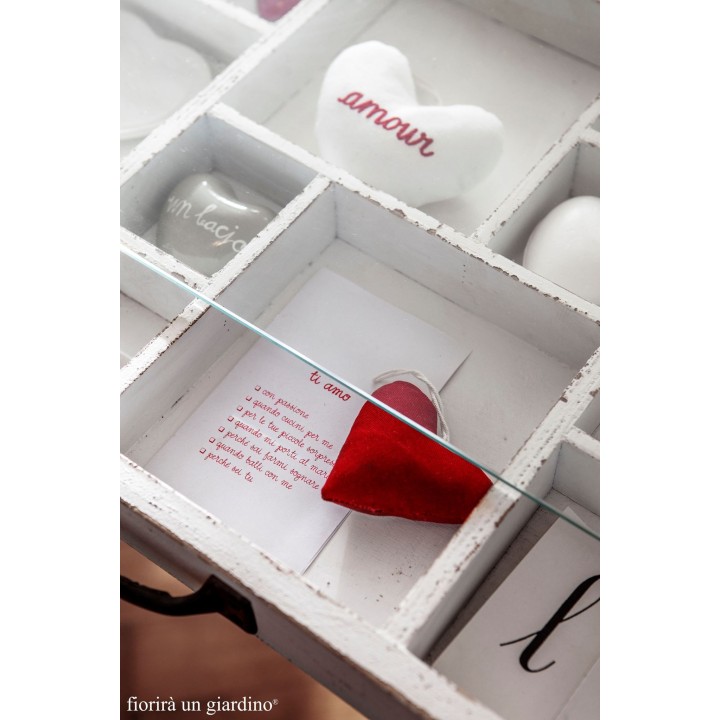 1/2 tavolo espositivo in legno bianco e vetro 44 x 85 h78.5 cm