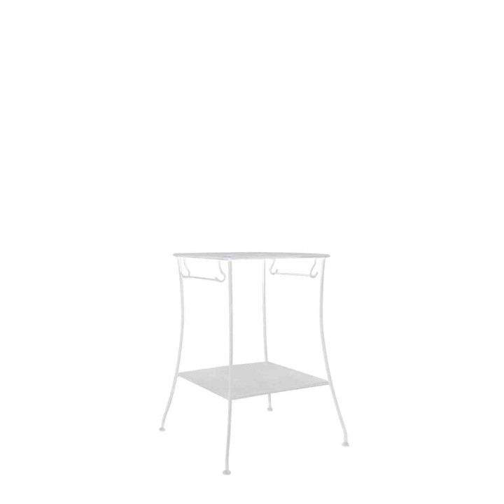 Table en fer blanche avec porte-serviettes 46x46x h76 cm