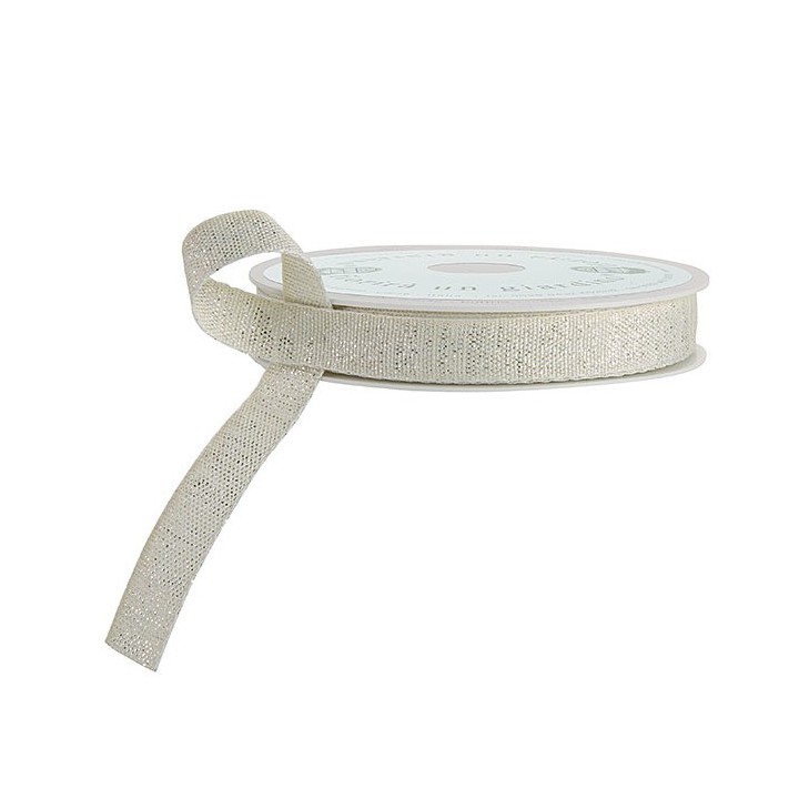 Nastro glitter bianco/argento 20m x 1.5 cm