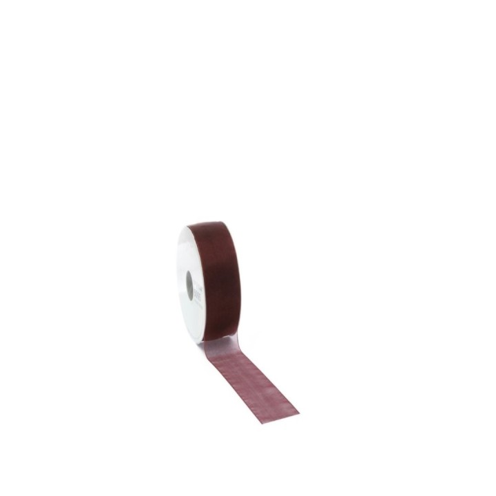 Ruban organza bordeaux 50 m x 2,5 cm