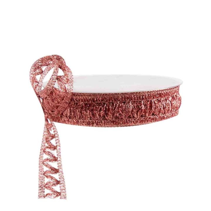 Nastro trama centro rilievo rosa antico 25m x 3 cm