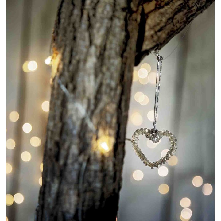 Coeur avec petites perles claires h4 cm