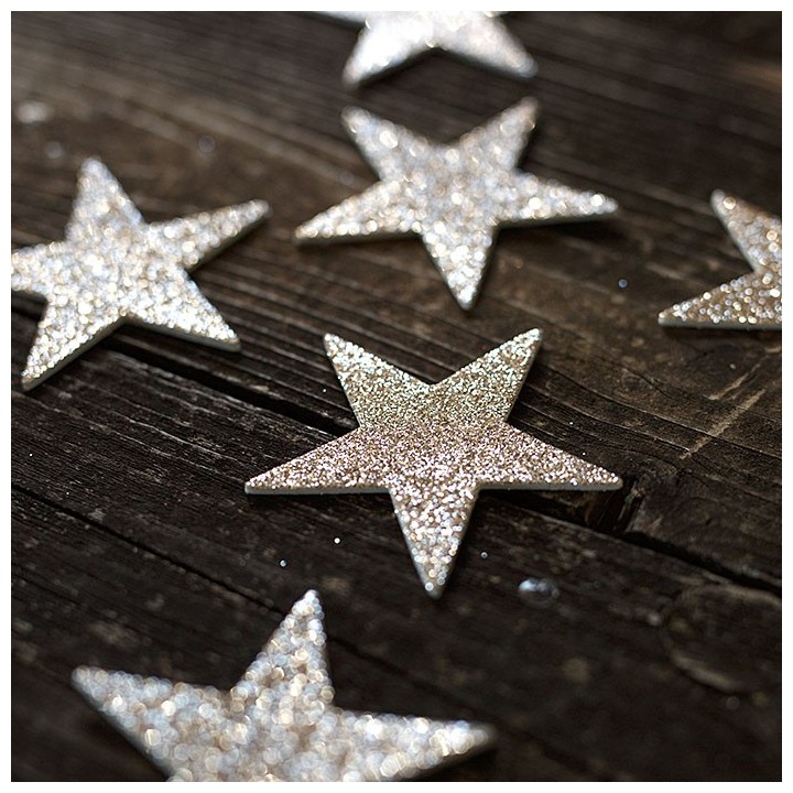 Pack of 6 golden sticker stars h6.5 cm