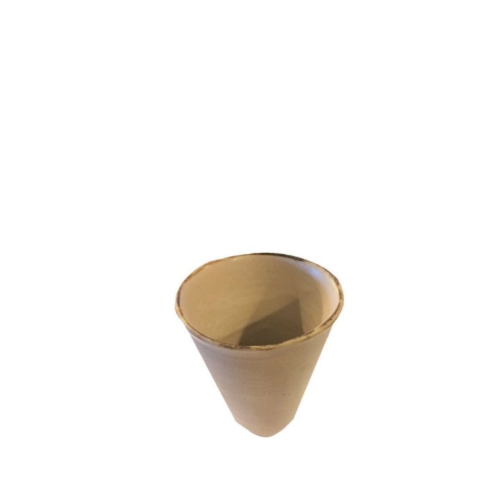 Beige gres glass with brown edge d8.5 h12.5 cm