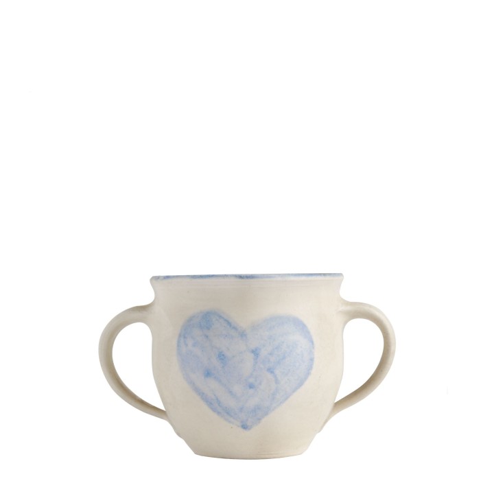 Coeur bleu de tasse bebe avec 2 poignees