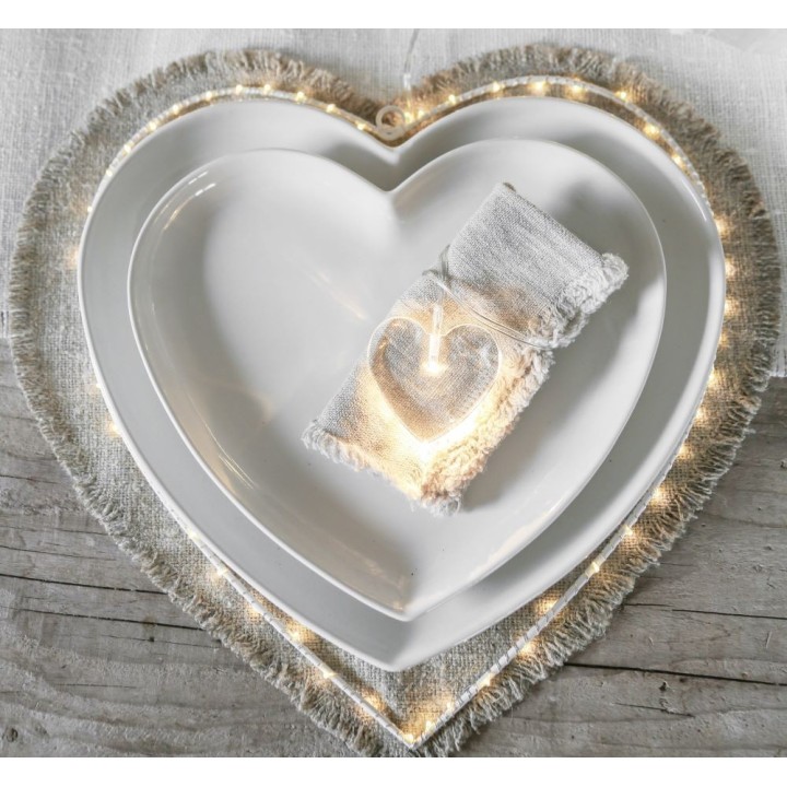 Piatto panna a forma di cuore in stoneware 25 x 29 cm