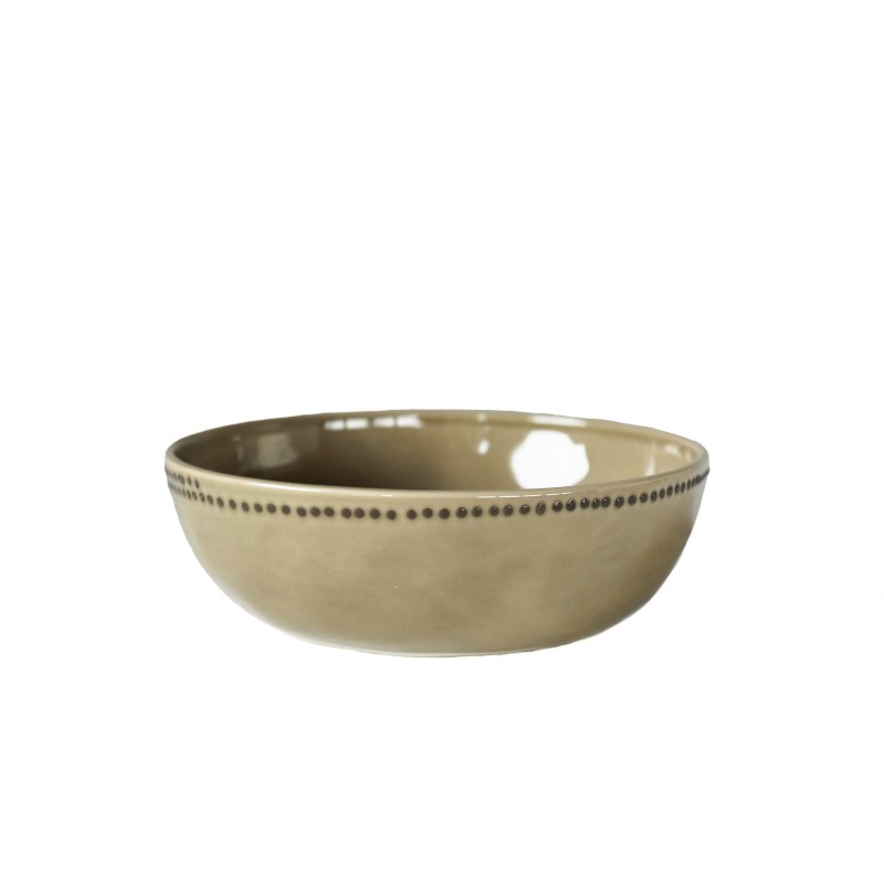 Assiette creuse en porcelaine vert foret avec bord pointille d18 cm