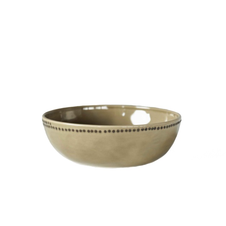 Wood green porcelain soup plate with spotted edge d18cm