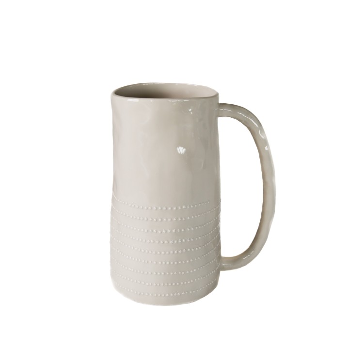 Cream porcelain pitcher with spotted edge d12,5 h21 cm