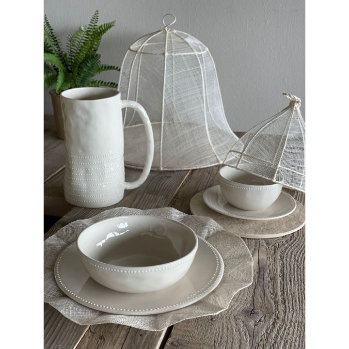 Cream porcelain pitcher with spotted edge d12,5 h21 cm