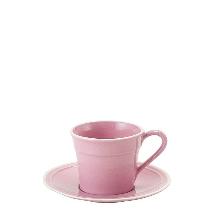 Terracotta pink teacup and saucer d17.5 h8 cm