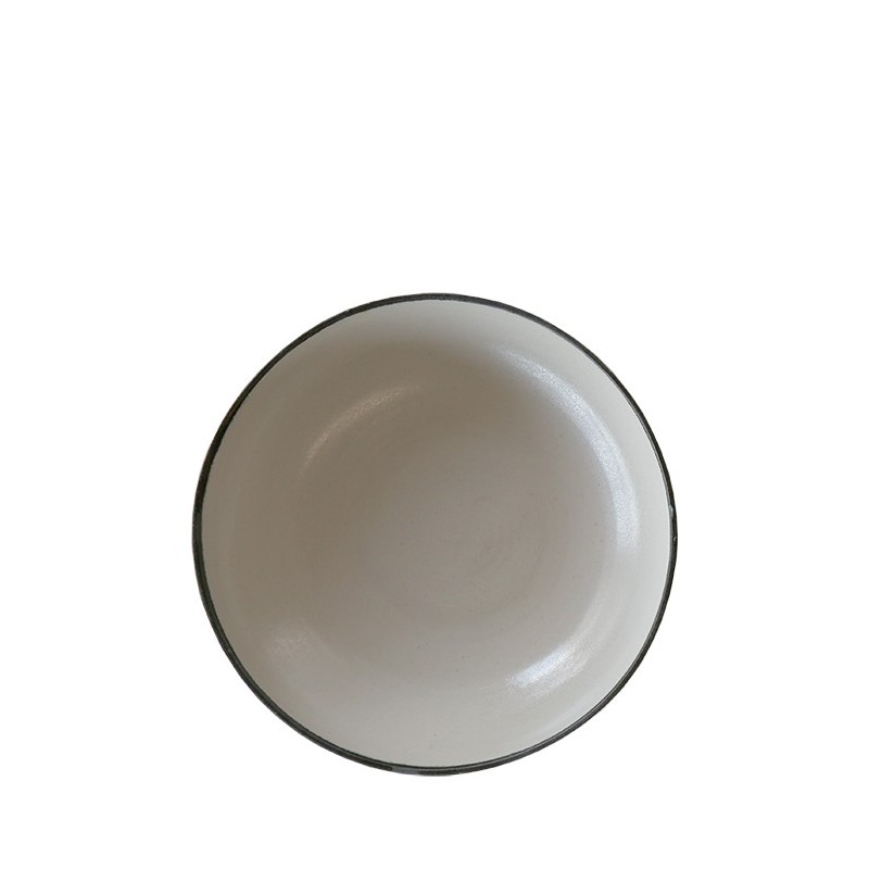 Assiette creuse couleur naturel avec bord noir en gres d20 cm