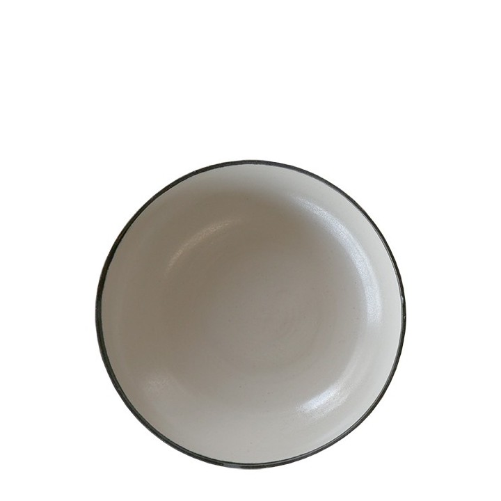Gres soup plate natural with black edge d20 cm