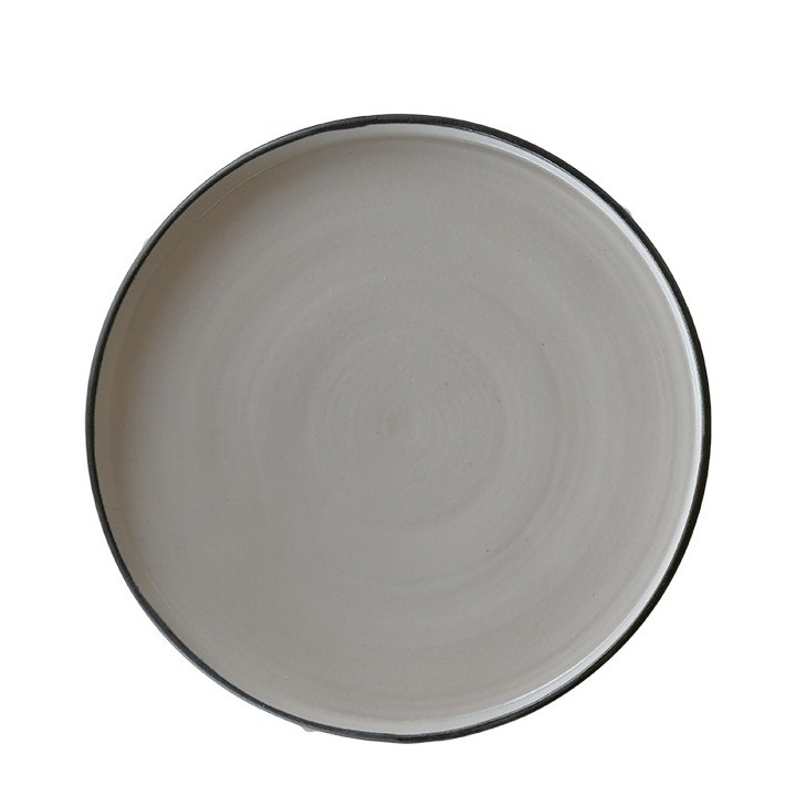 Natural gres dinner plate with black edge d27 cm