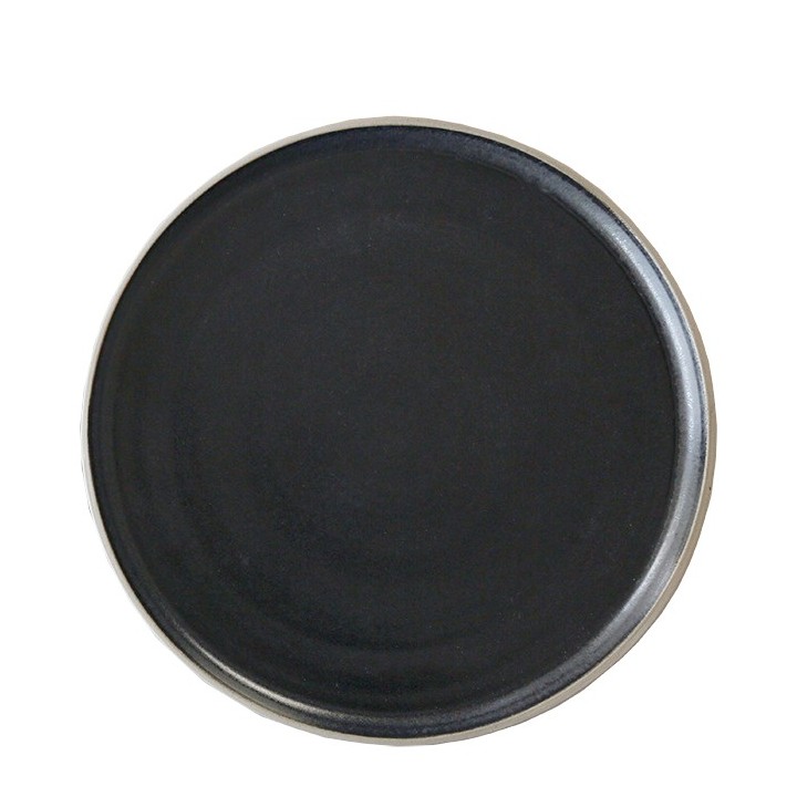 Black gres dinner plate with natural edge d27 cm