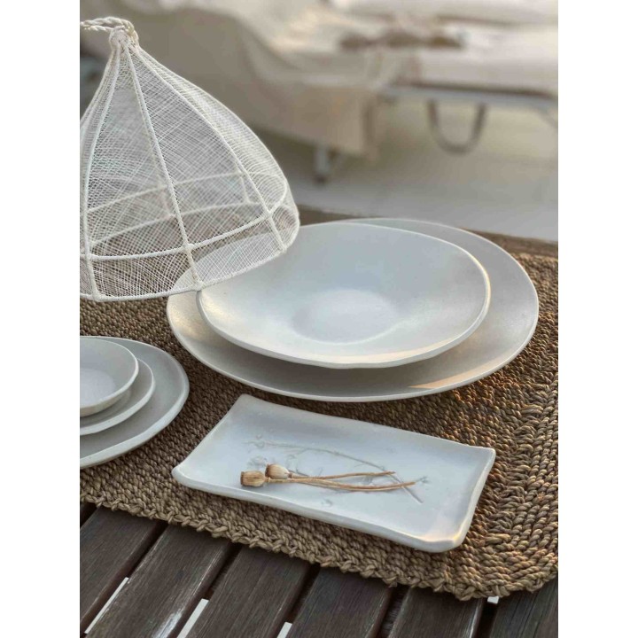 Gres tray with branch decoration 9 x 17.5 cm