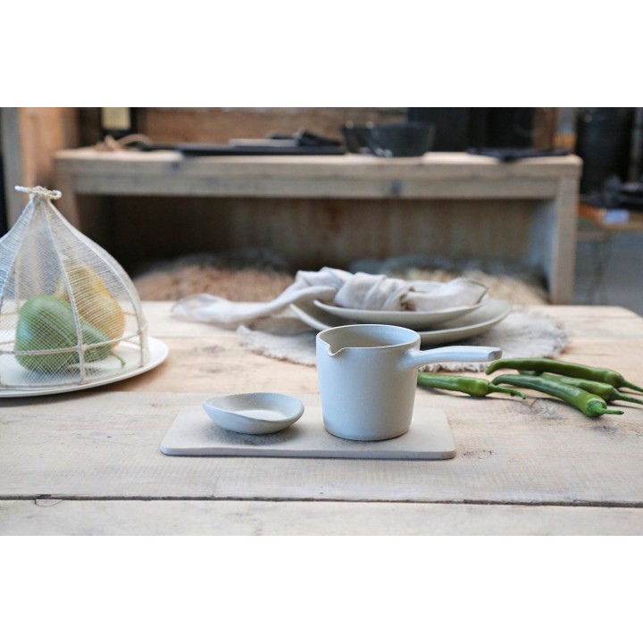 Natural gres pot with handle d8.5 cm