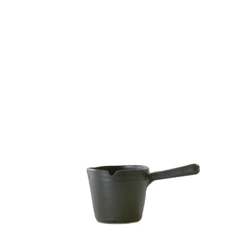 Black gres pot with handle d8.5 cm