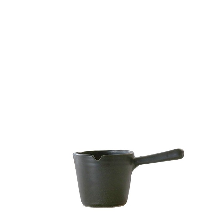 Black gres pot with handle d8.5 cm