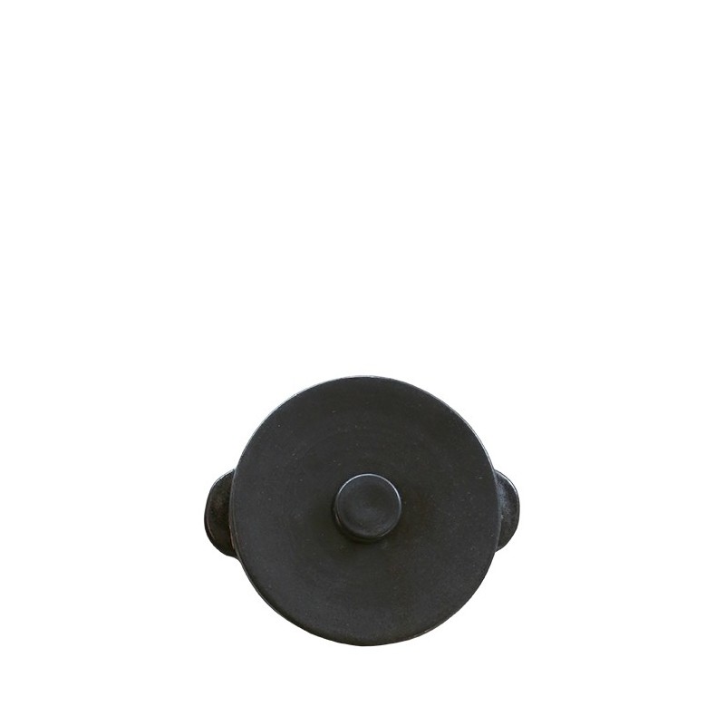 Black gres cocotte with top d14 h6.5 cm