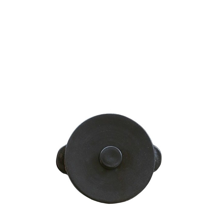 Cocotte tonda con coperchio in gres nero d14 h6.5 cm