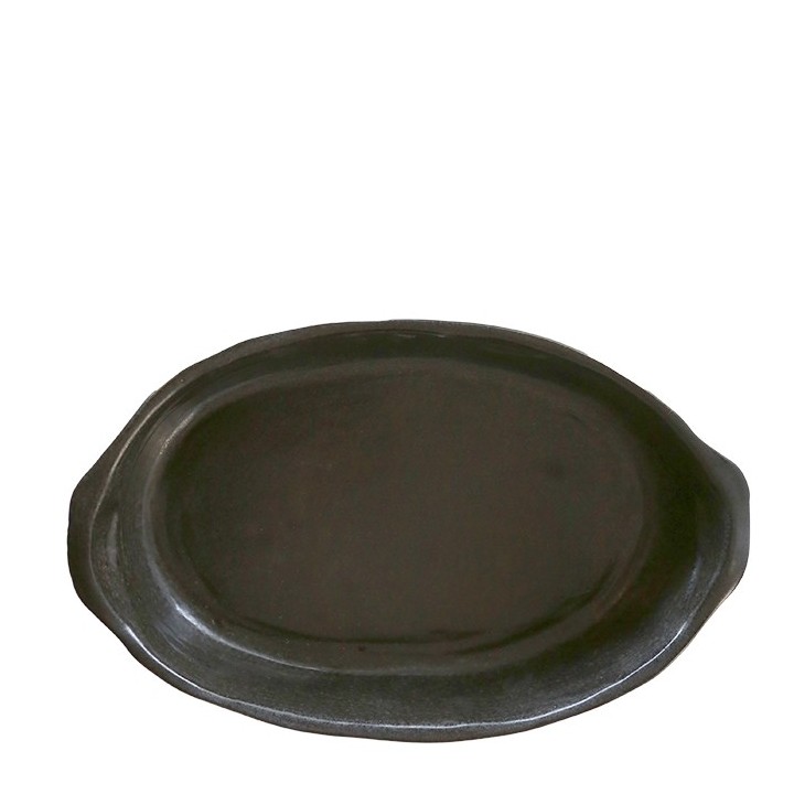 Casserole noire en gres 17 x 27 h6 cm