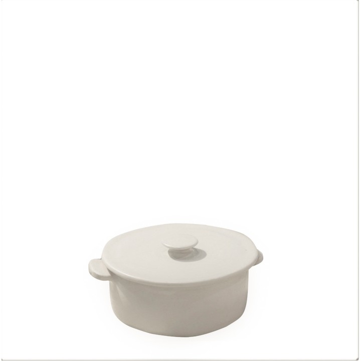 Cocotte avec couvercle en gres d14 h6.5 cm