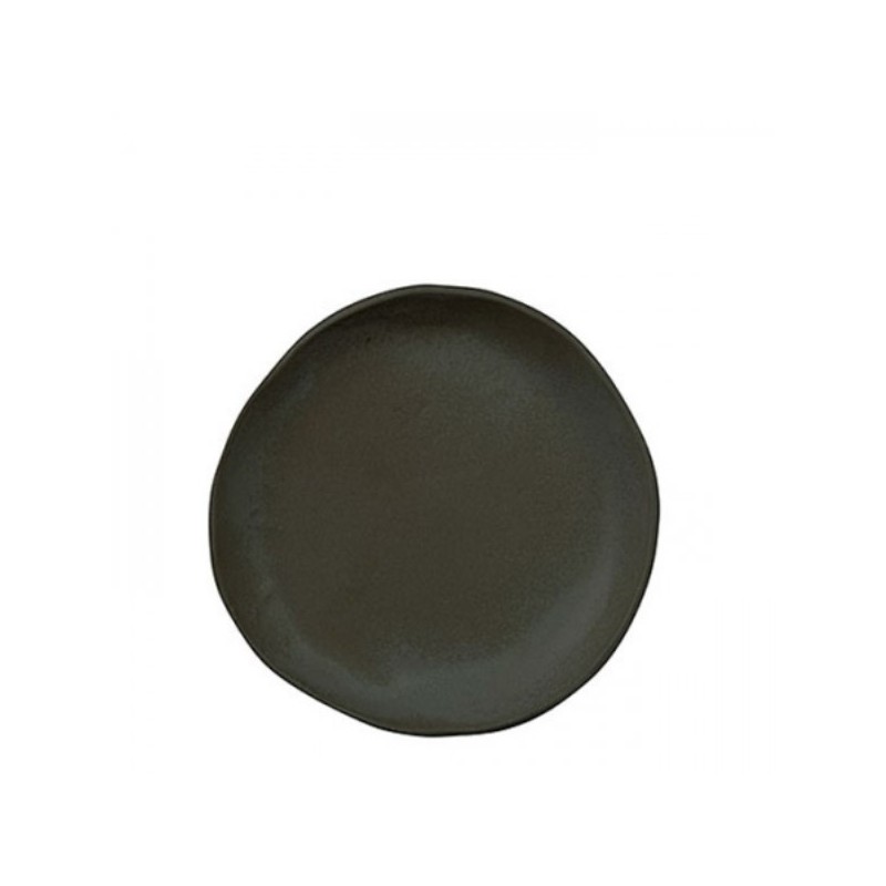 Piatto in gres nero con bordo d25 h1.5 cm