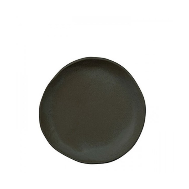 Assiette noire avec borde en gres d25 h1.5 cm