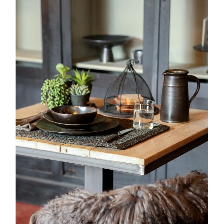 Carafe noire avec ligne en bas en gres d11 h13 cm