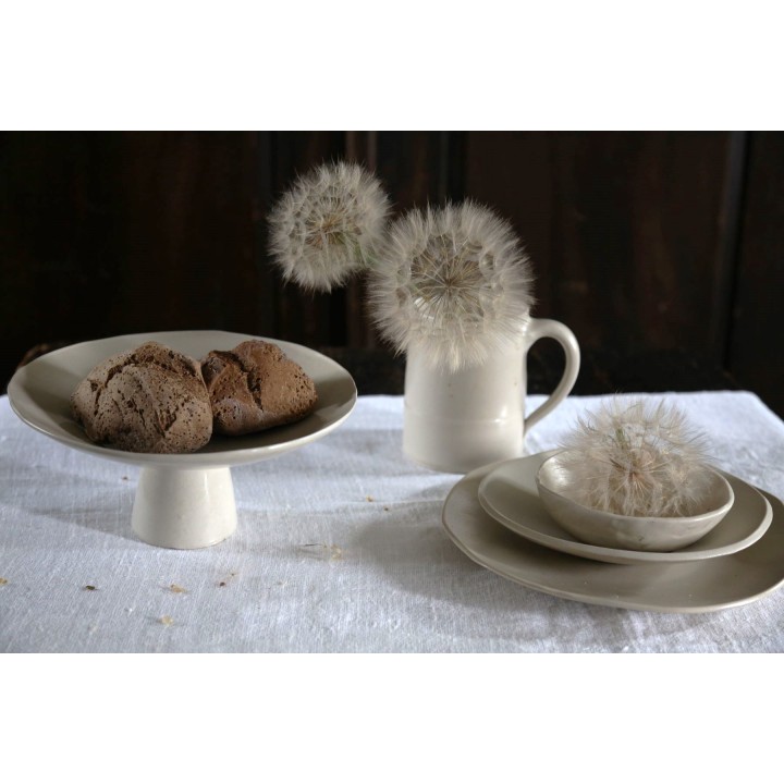 Gres cake stand natural colour d14 h6.5 cm