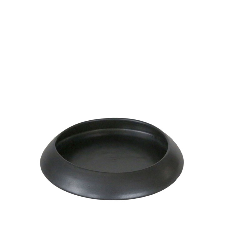 Piatto in gres nero con bordo alto d19.5 h4.5 cm